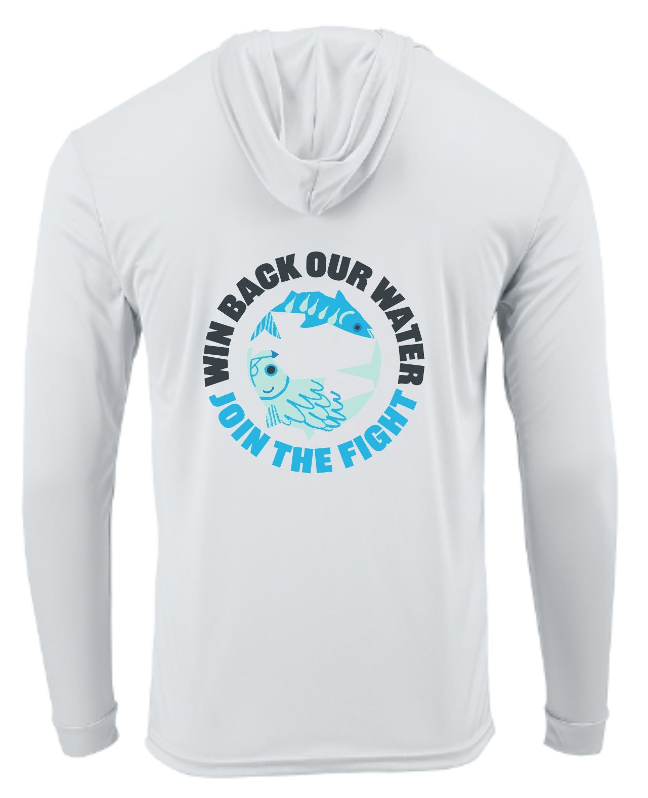 Win Back Our Water Join the Fight Bonefish Sun Hoodie - White